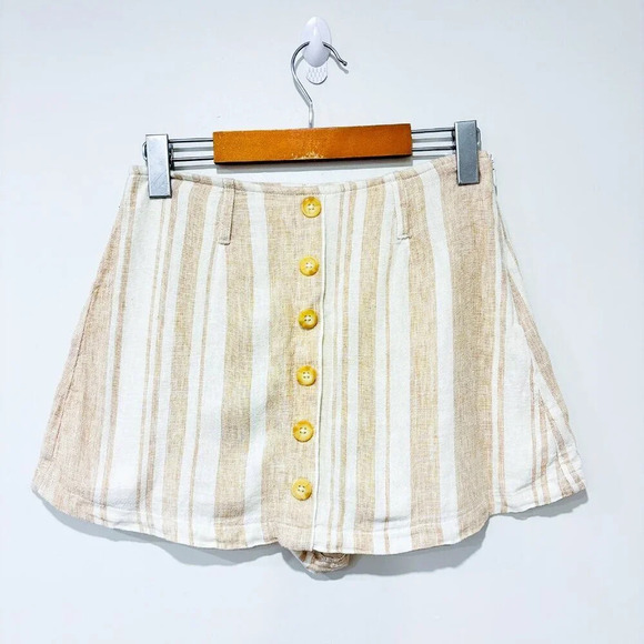 FOREVER21 Beige striped linen  skort - Picture 1 of 8